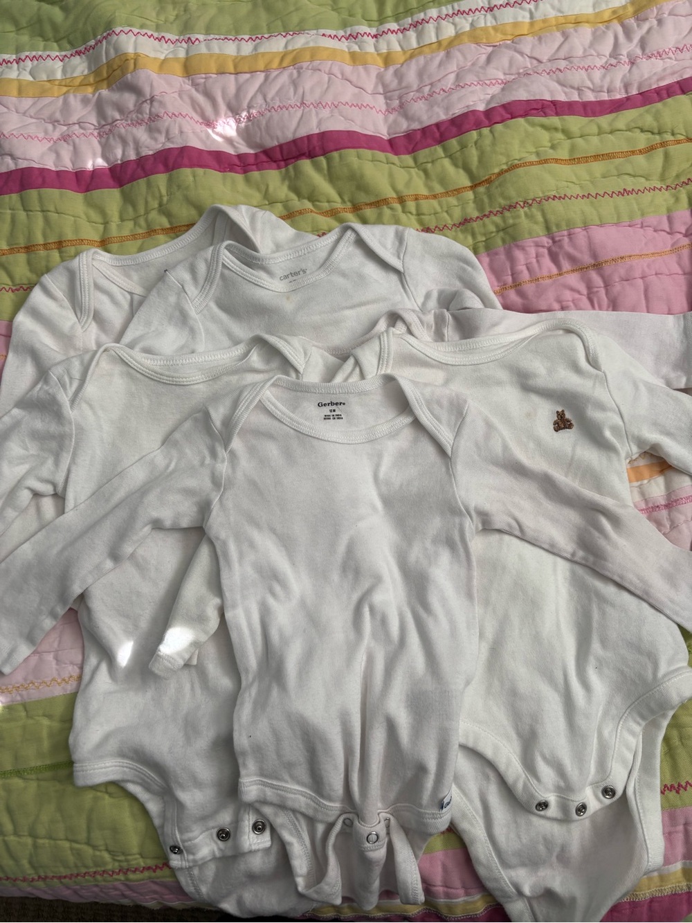 Carter's White Long Sleeve Baby Bodysuits - Set of 6